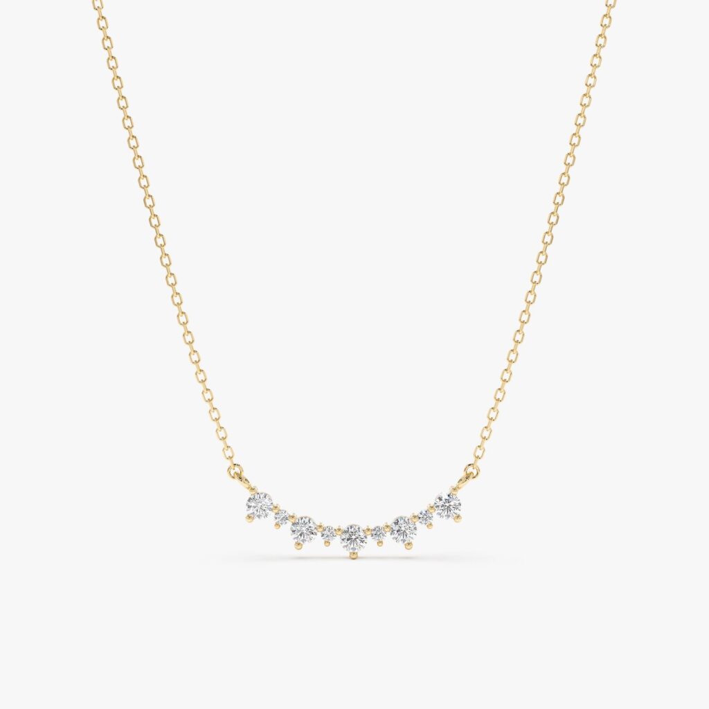 Curved Diamond Bar Necklace