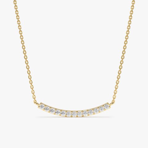 Curved Diamond Bar Necklace