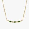 Curved Emerald & Diamonds Bar Necklace