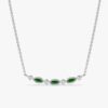 Curved Emerald & Diamonds Bar Necklace - Image 2