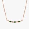 Curved Emerald & Diamonds Bar Necklace - Image 5