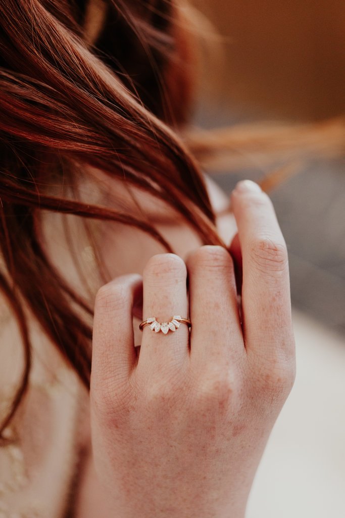 Curved Pear, Marquise and Baguette Diamond Band