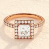 Cushion cut ring in 925 sterling silver with thick gold plating
