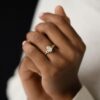 Curved ring with premium CZ diamond stones and pave setting