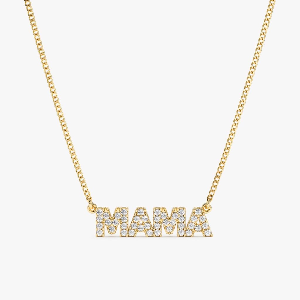 Dainty Block Letter Diamond Name Necklace