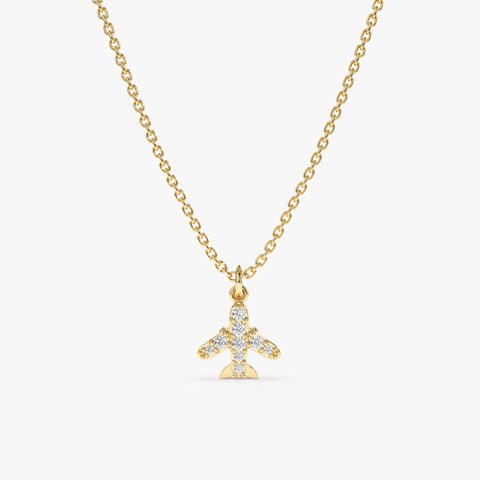 Dainty Diamond Airplane Necklace