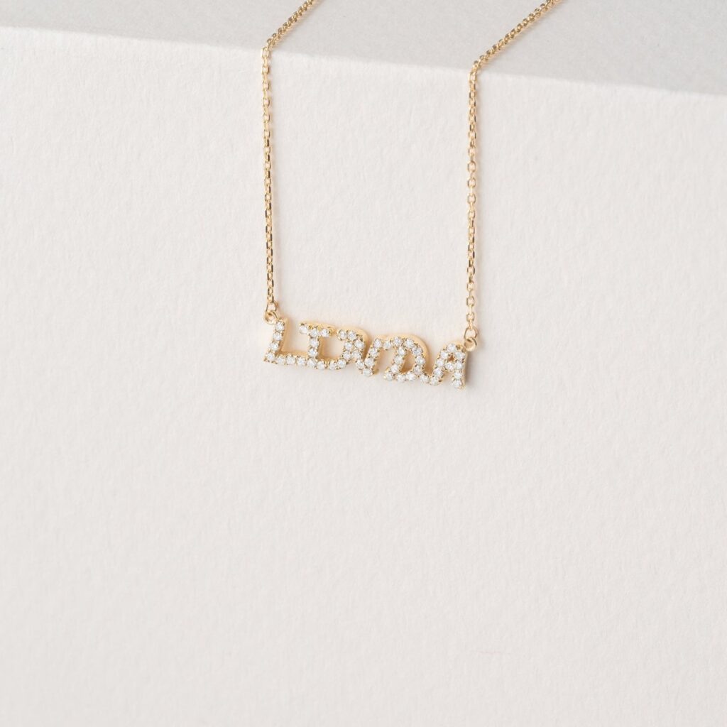 Dainty Diamond Name Necklace