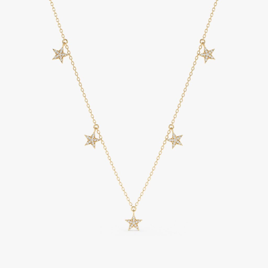 Dainty Diamond Star Drop Necklace