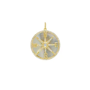 Diamond And Mother Of Pearl Compass Charm