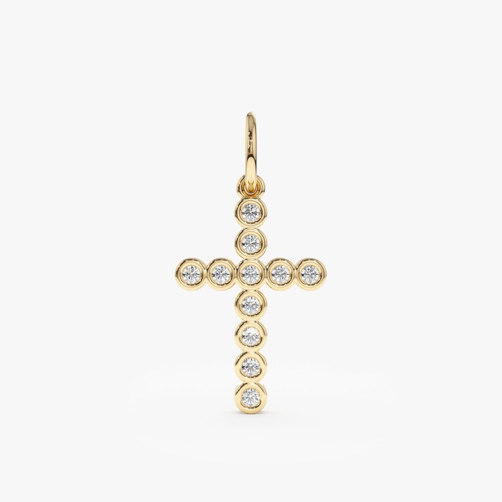 Diamond Bezel Cross Charm
