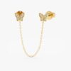 Diamond Butterfly Chain Studs