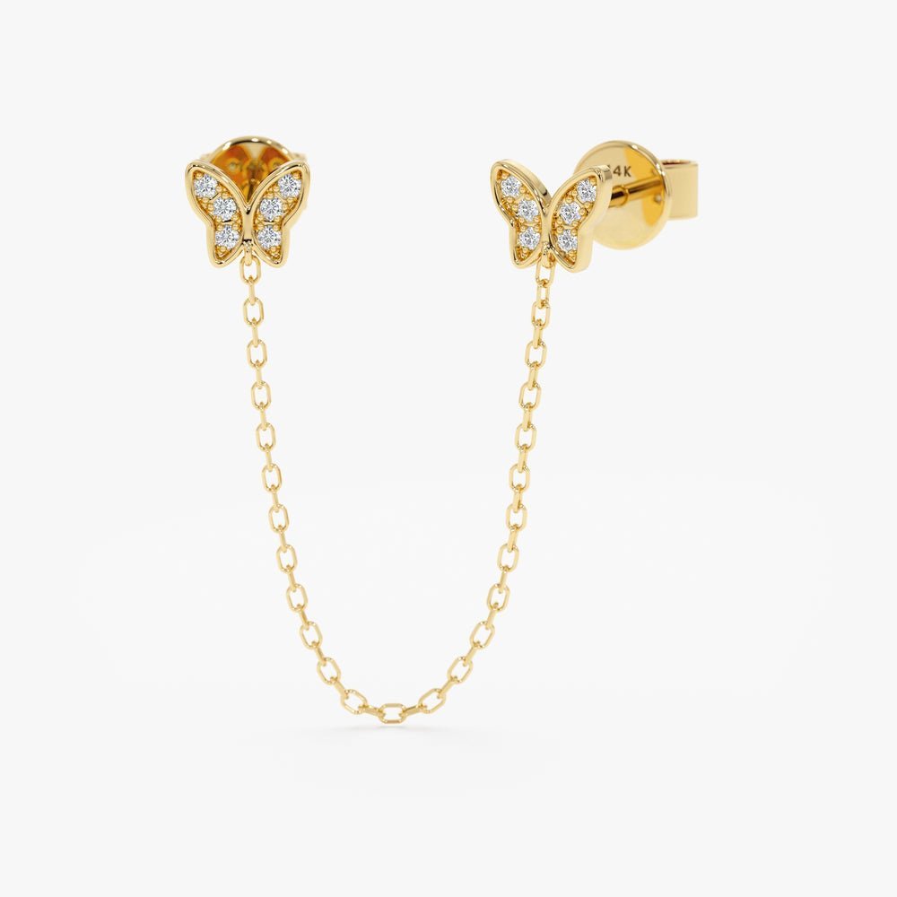 Diamond Butterfly Chain Studs