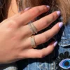 Diamond chain link ring in 925 sterling silver with gold plating