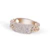 Diamond chain link ring with pave-set premium CZ stones