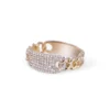 Diamond chain link ring with 0.21 ct CZ stone detail