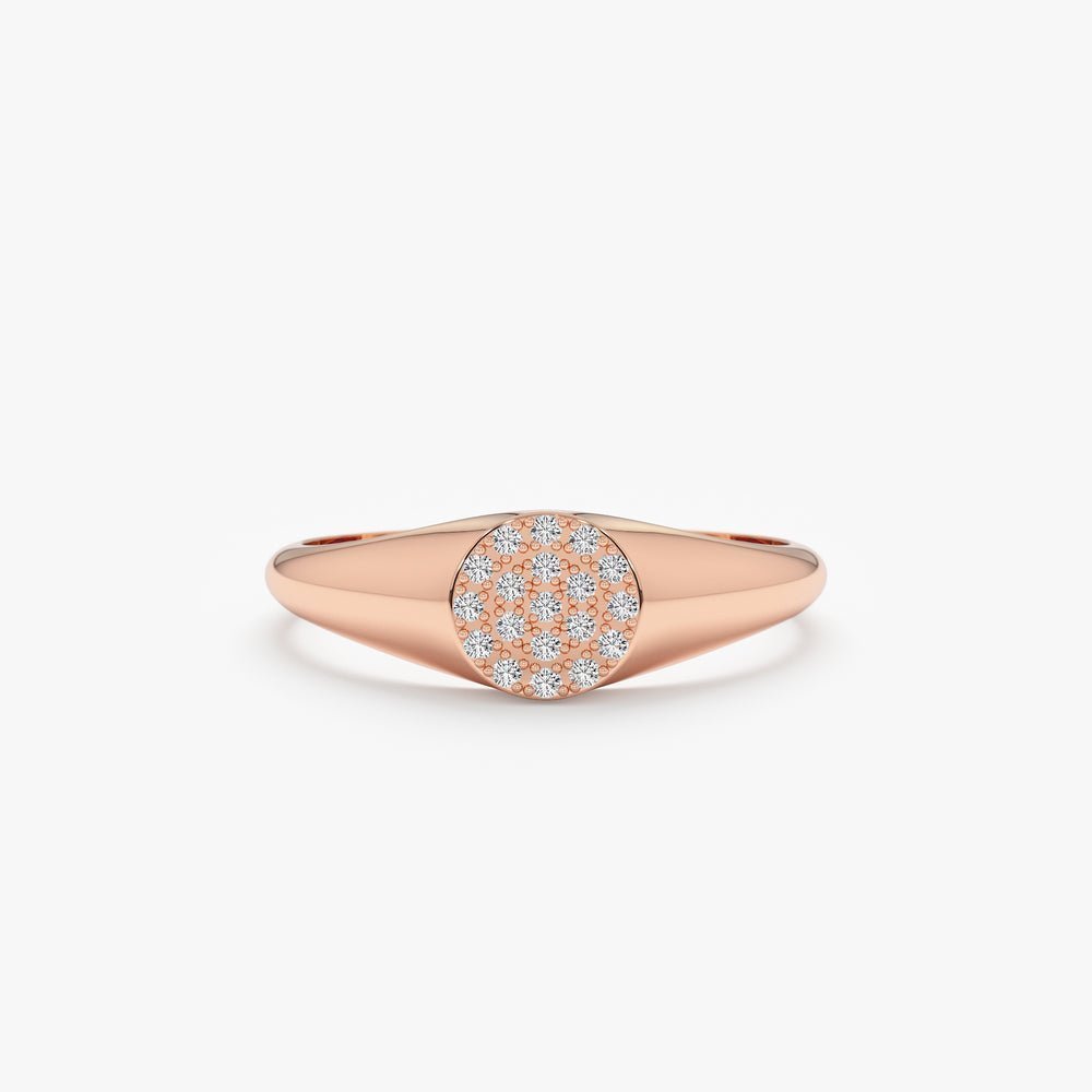 Diamond Circle Signet Ring - Image 3
