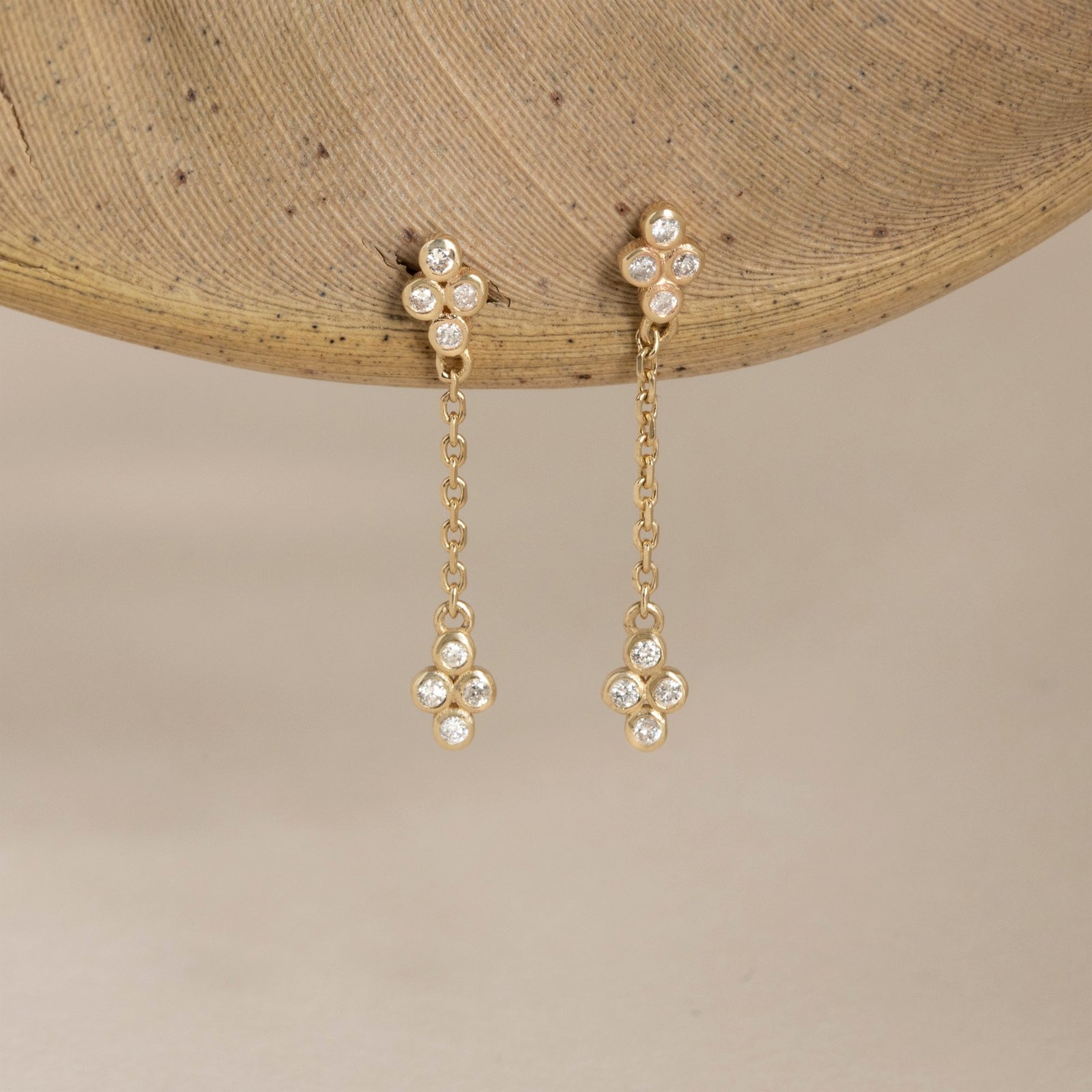 Diamond clover drop earrings in 925 sterling silver
