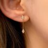 Diamond Clover Drop Earrings - Image 2