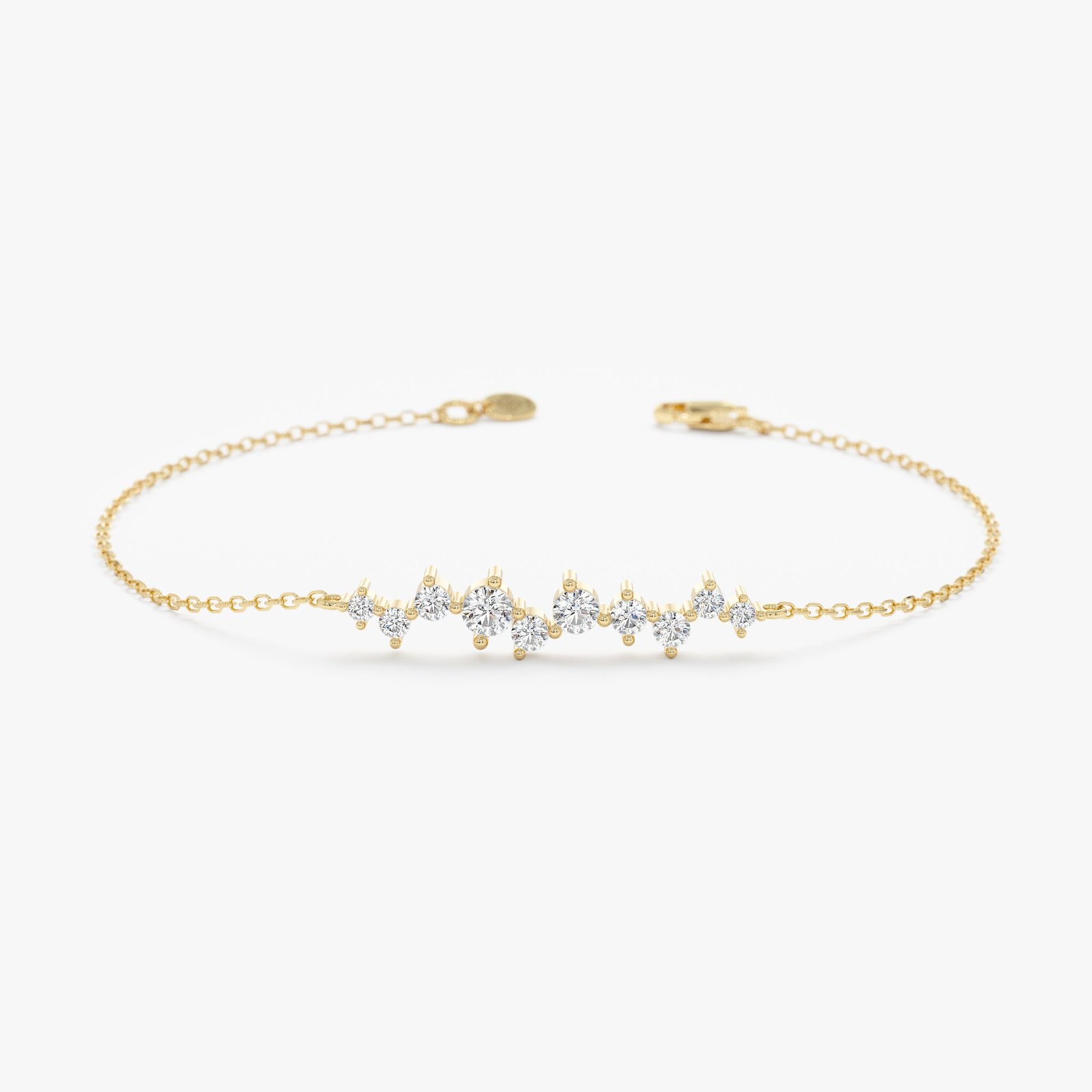 Simulated diamond cluster bracelet in sterling silver