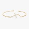 Diamond Cross Paperclip Chain Bracelet
