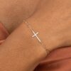 Diamond Cross Paperclip Chain Bracelet - Image 6
