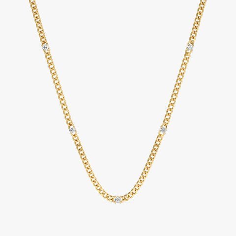 Diamond Cuban Chain Station Necklace
