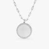 Paperclip chain necklace with halo-set premium CZ diamond disc