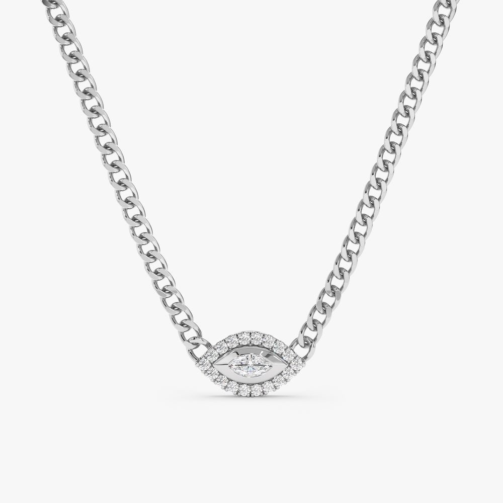 Diamond Evil Eye Cuban Chain Necklace