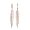 Diamond Feather Drop Earrings