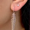 Diamond Feather Drop Earrings - Image 3