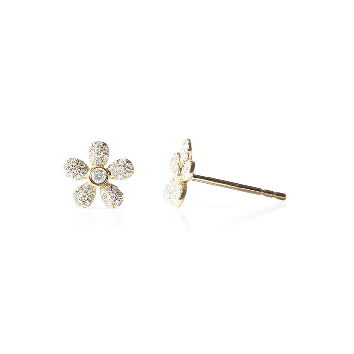 Diamond Flower Stud Earrings