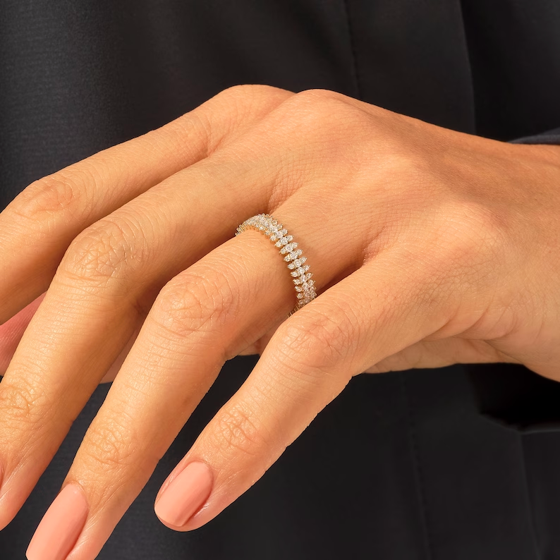 Diamond Half Eternity Wedding Ring | 925 Sterling Silver Sparkling Band for Women