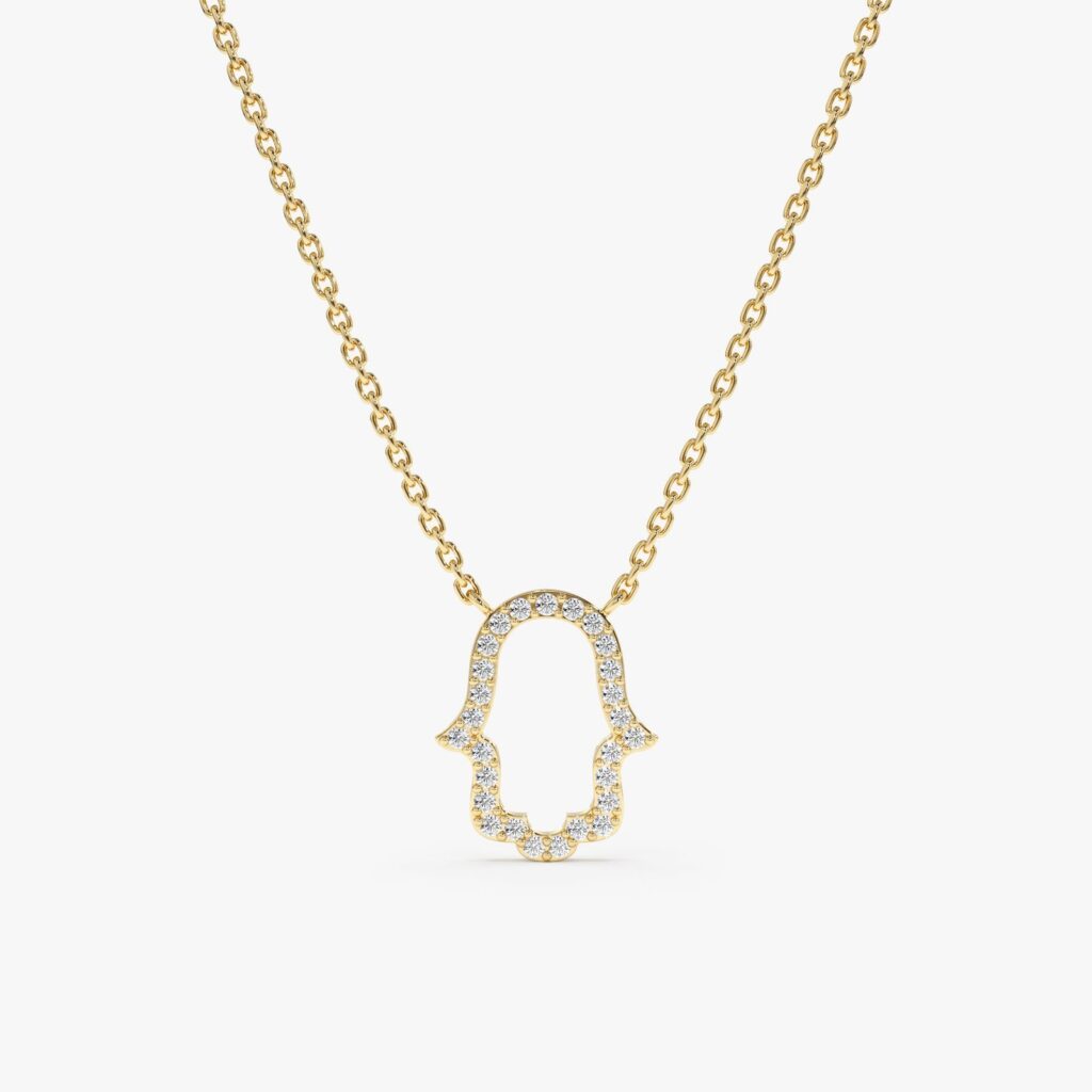 Diamond Hamsa Cutout Necklace