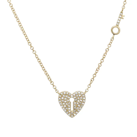 Diamond Heart And Key Necklace