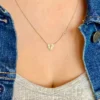 Diamond heart and key necklace with premium CZ diamond stones