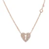 Diamond heart and key necklace in thick gold-plated 925 sterling silver