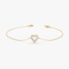 Diamond heart outline bracelet with pave-set CZ stones