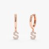 Diamond Initial Charm Huggies - Image 4