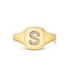 Diamond letter signet ring with sleek personalised design