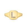 Diamond letter signet ring with polished signet silhouette