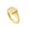 Signet ring with premium CZ diamond accents and gold plating