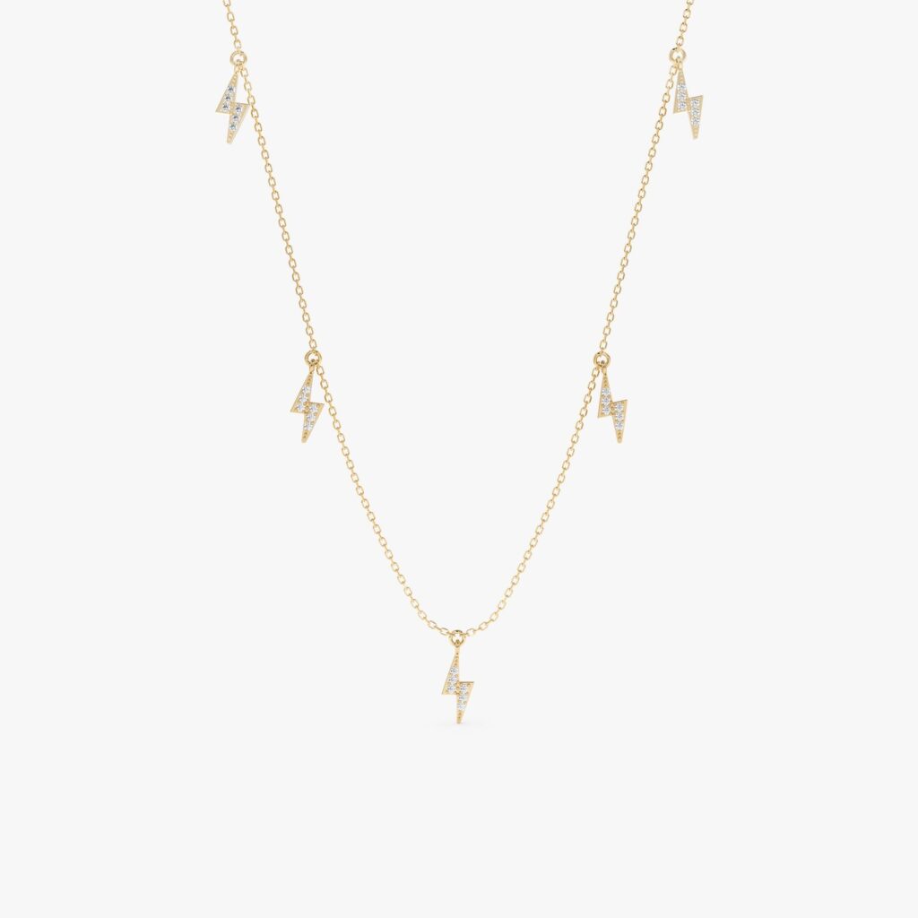 Diamond Lightning Bolt Drop Necklace