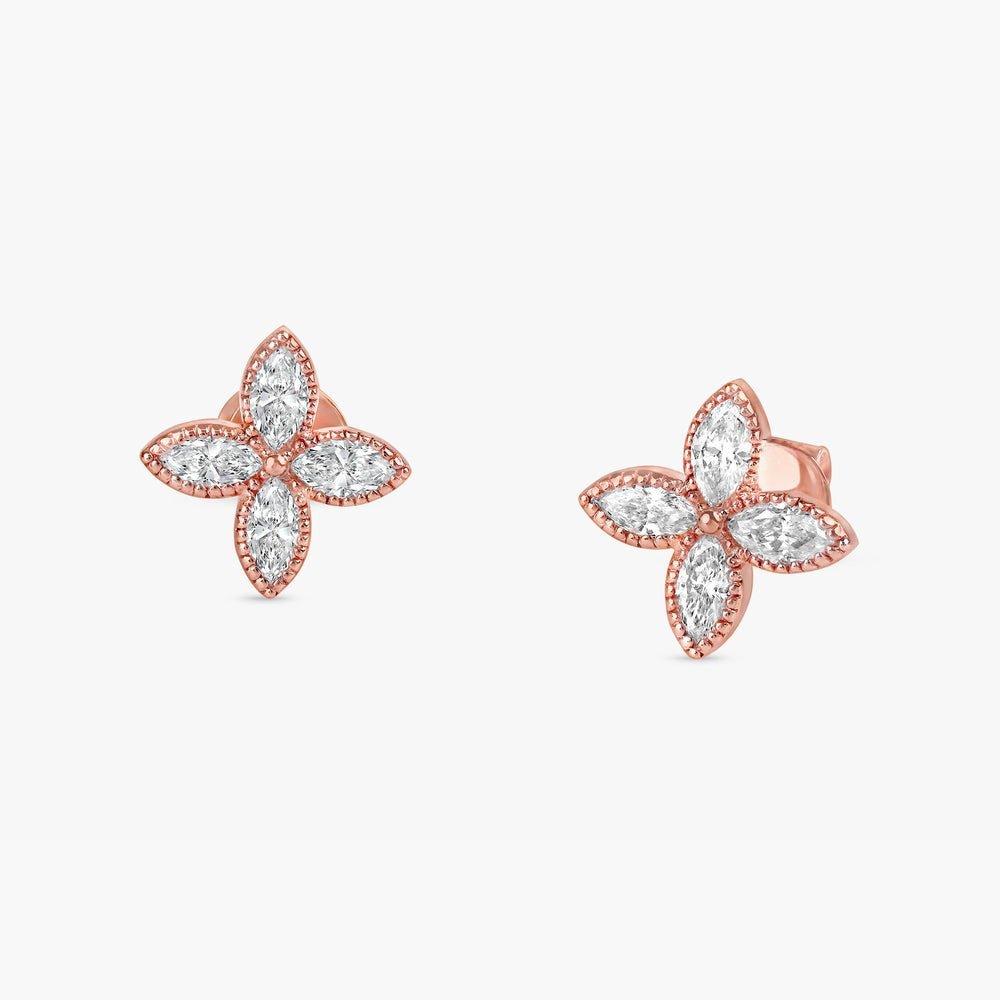 Diamond Marquise Clover Earrings