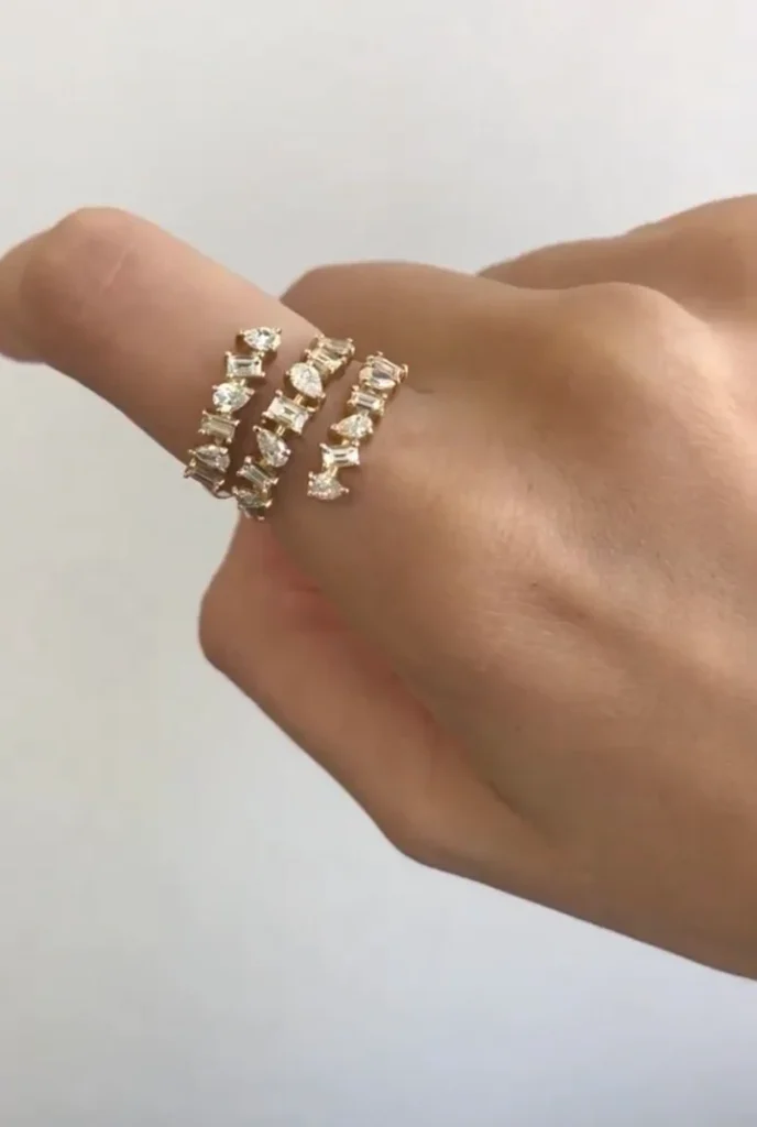 Diamond Multi shaped Coil Ring
