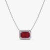 Diamond & Ruby 925 Sterling Silver Necklace - Image 2