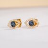 Diamond & Sapphire Eye Stud Earrings - Image 2
