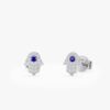Diamond Sapphire Hamsa Studs - Image 2