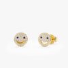 Diamond Sapphire Happy Face Studs