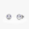 Diamond Sapphire Happy Face Studs - Image 2
