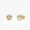 Diamond Sapphire Happy Face Studs - Image 3
